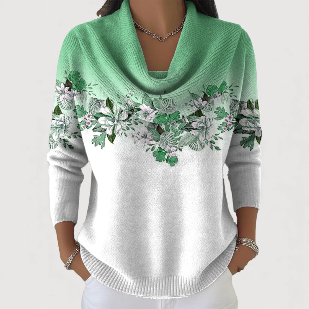 Araceli | Jersey Floral con Cuello Vuelto