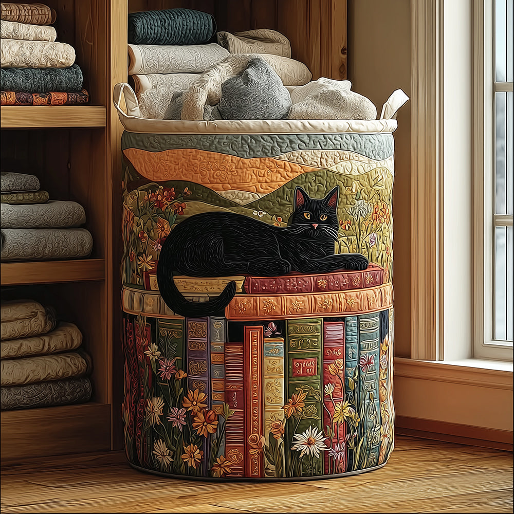 Penélope | Cesta Acolchada con Gato y Libros