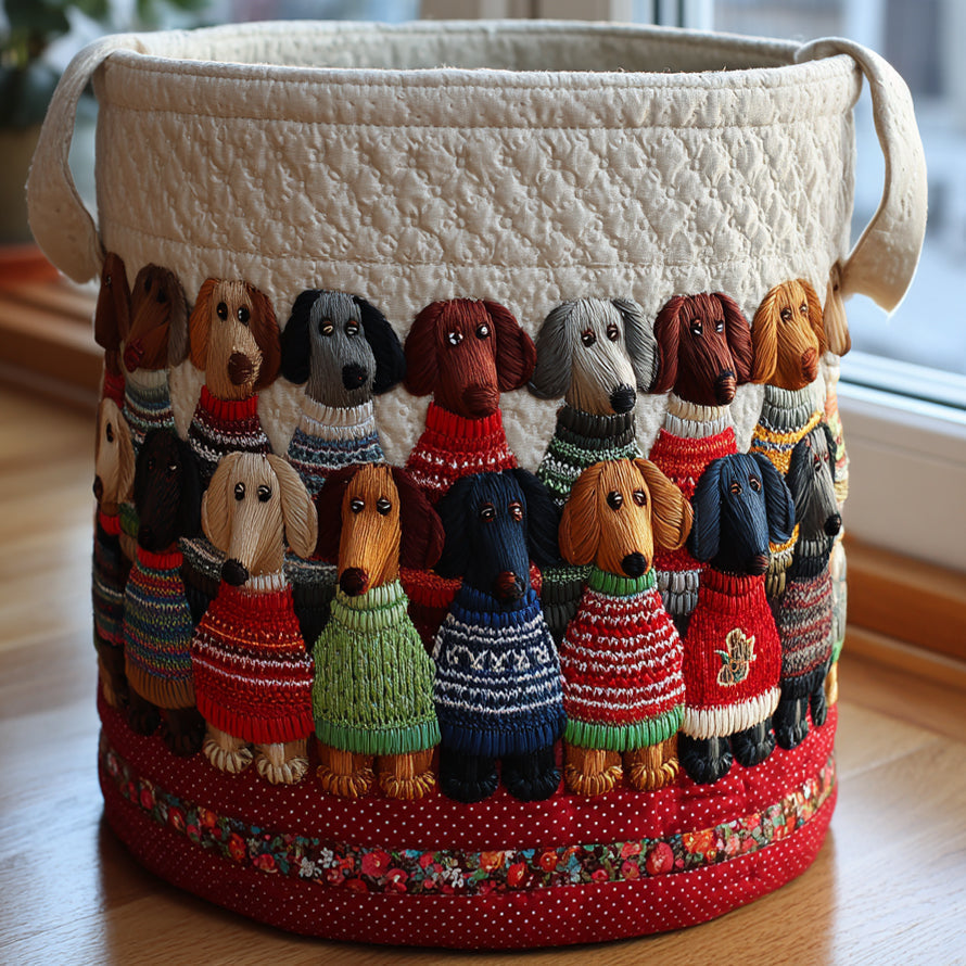 Tamara | Cesta Acolchada con Perros Salchicha