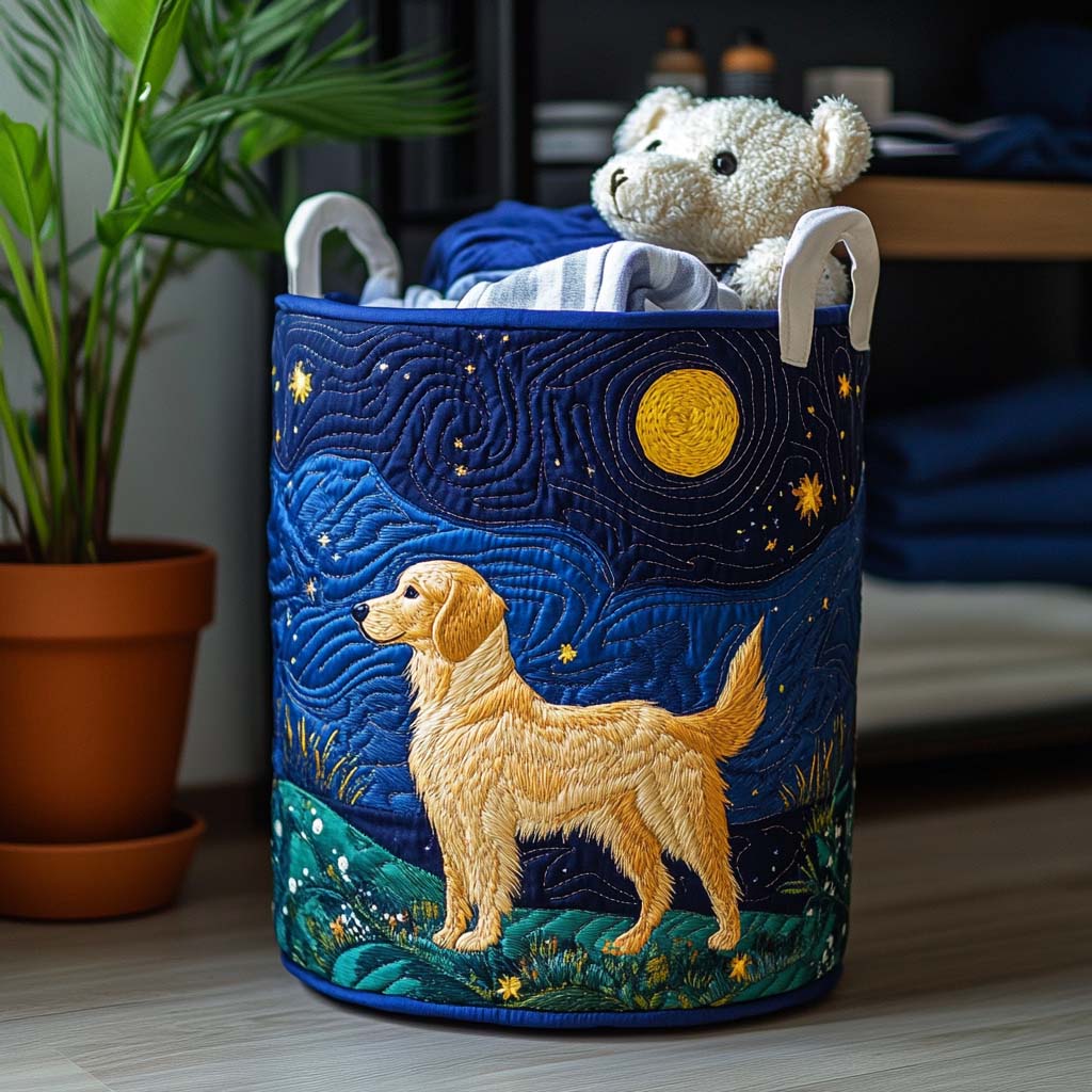 Carla | Cesta Acolchada con Golden Retriever y Cielo Estrellado
