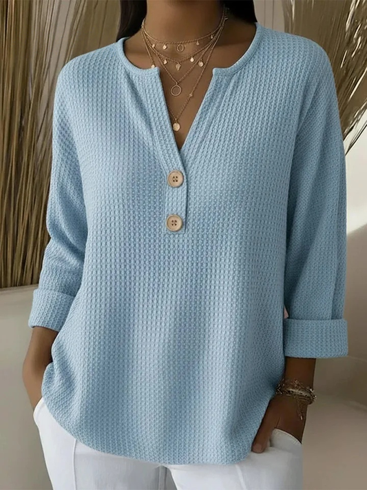 Elena | Camiseta Henley Gofrada con Botones