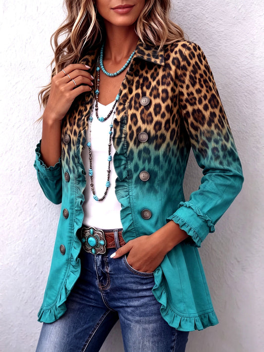 Rosa María | Chaqueta Blazer Leopardo Degradado con Volantes