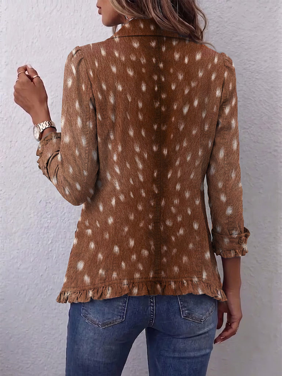 Vanesa | Chaqueta Estampado Animal con Volantes