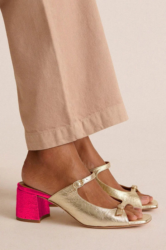 Sonsoles | Tacones Gruesos con Tira Trasera y Puntera en Bloques