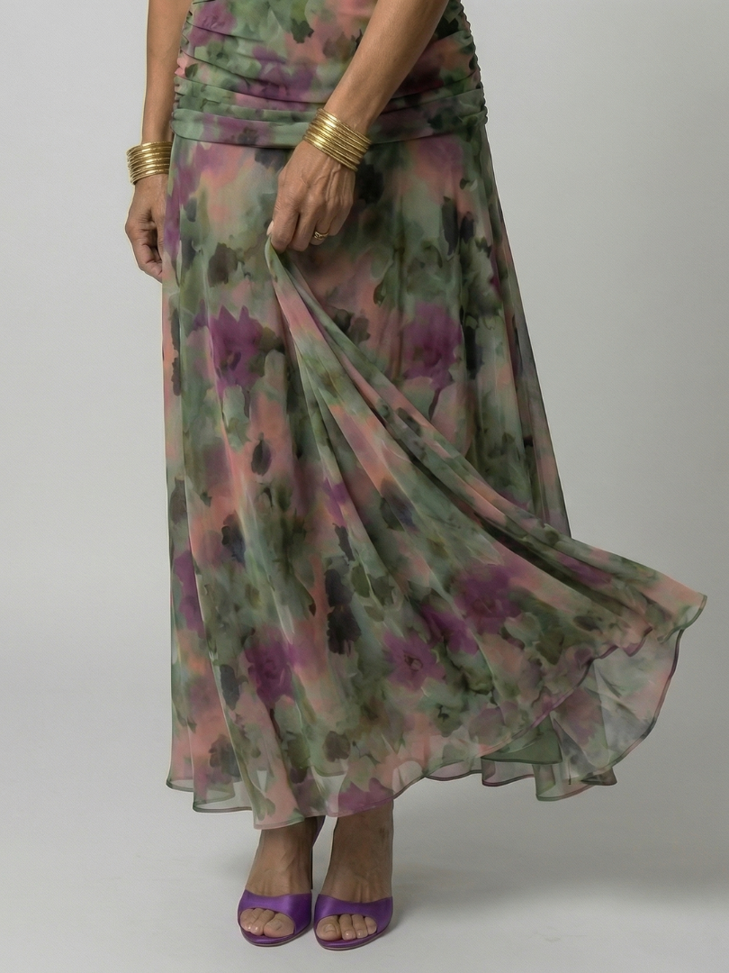 Calena | Vestido Midi Off-Shoulder con Escote Drapeado