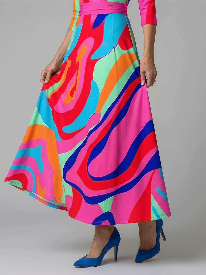 Celeste | Vestido Midi Floral con Escote Cruzado y Manga Tres Cuartos