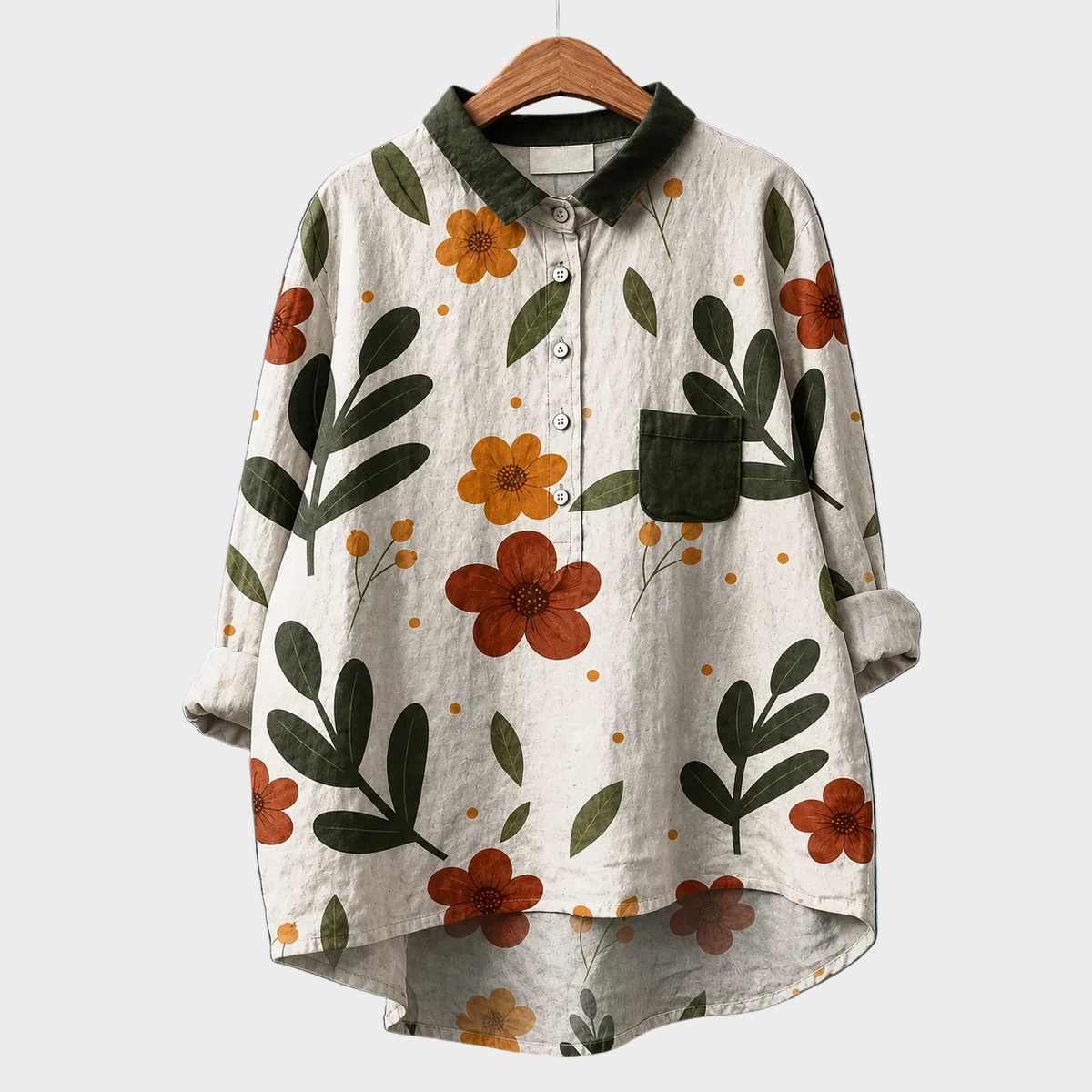 Hojas y Flores Crema