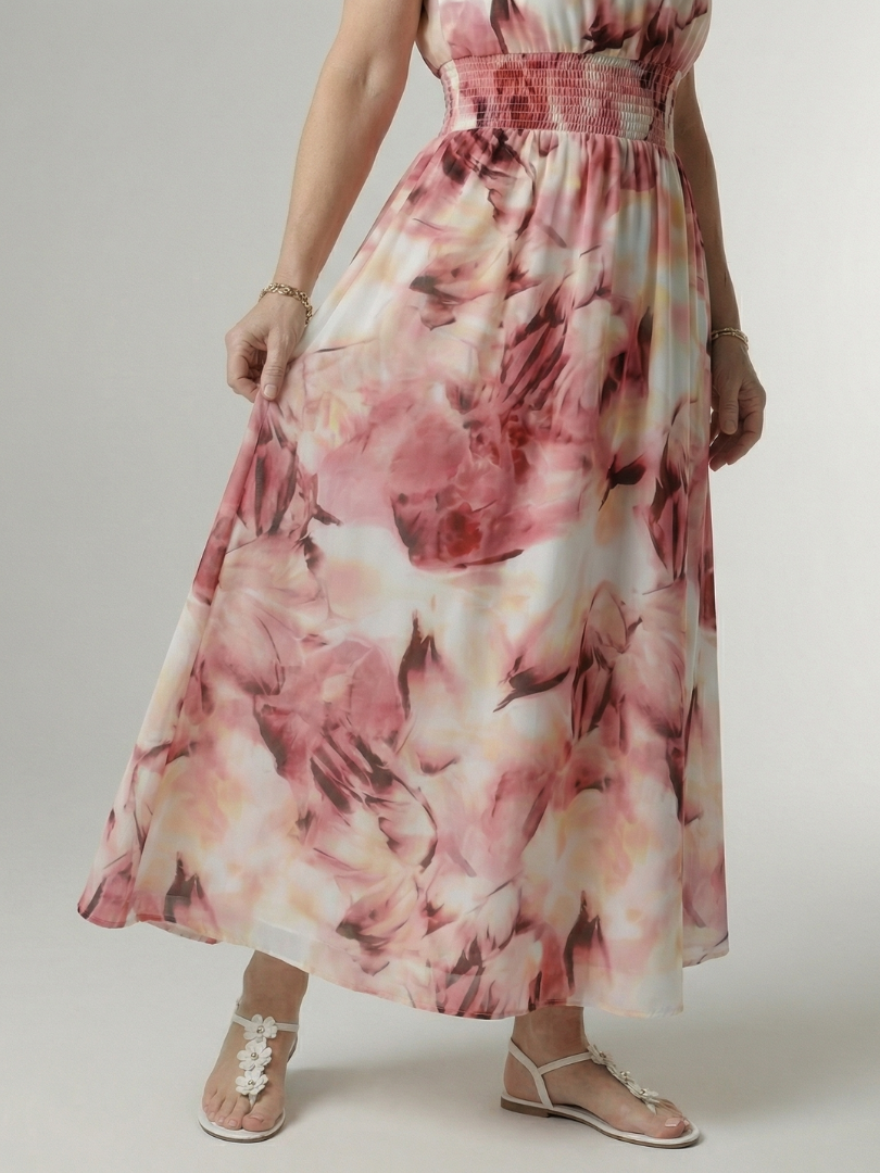 Silvana | Vestido Midi Halter con Cintura Fruncida