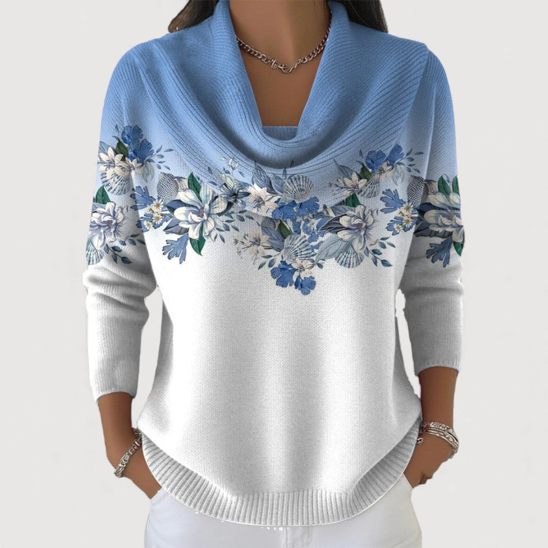 Araceli | Jersey Floral con Cuello Vuelto