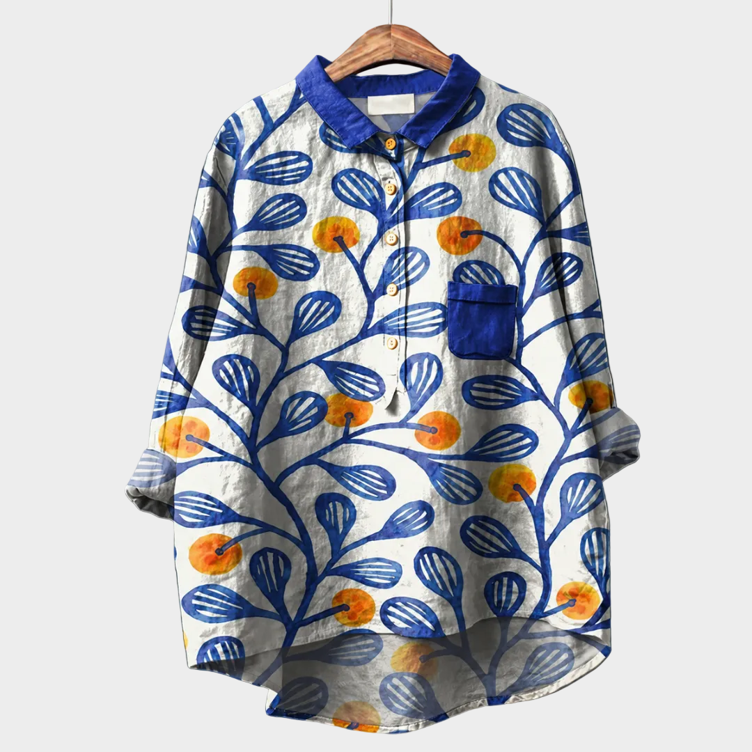 Floral Azul y Naranja