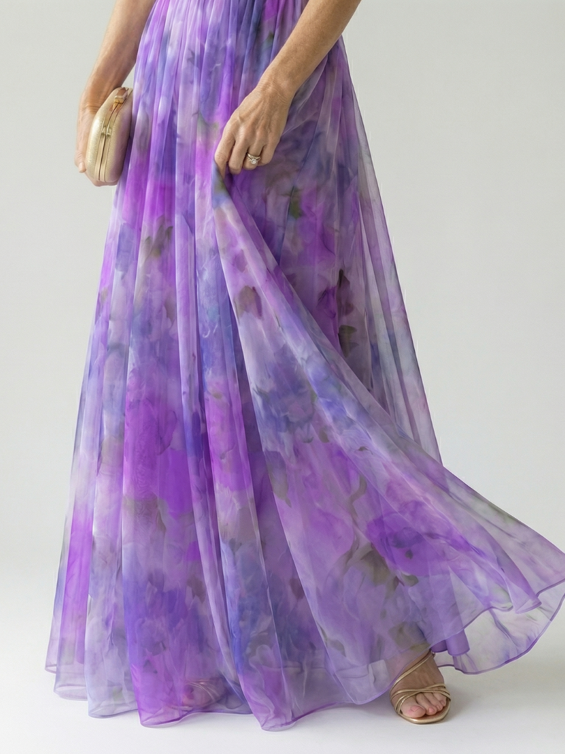 Isela | Vestido Maxi Cruzado con Degradado de Color y Tirantes Finos