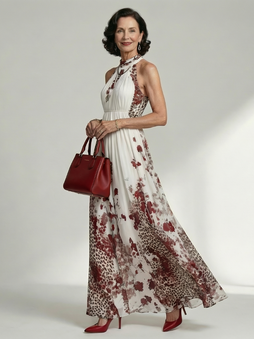 Orlena | Vestido Maxi Floral de Manga Larga con Falda Voluminosa