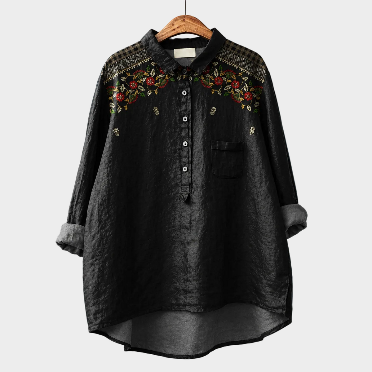 Inés | Blusa Negra con Hombros Calados