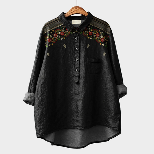 Inés | Blusa Negra con Hombros Calados
