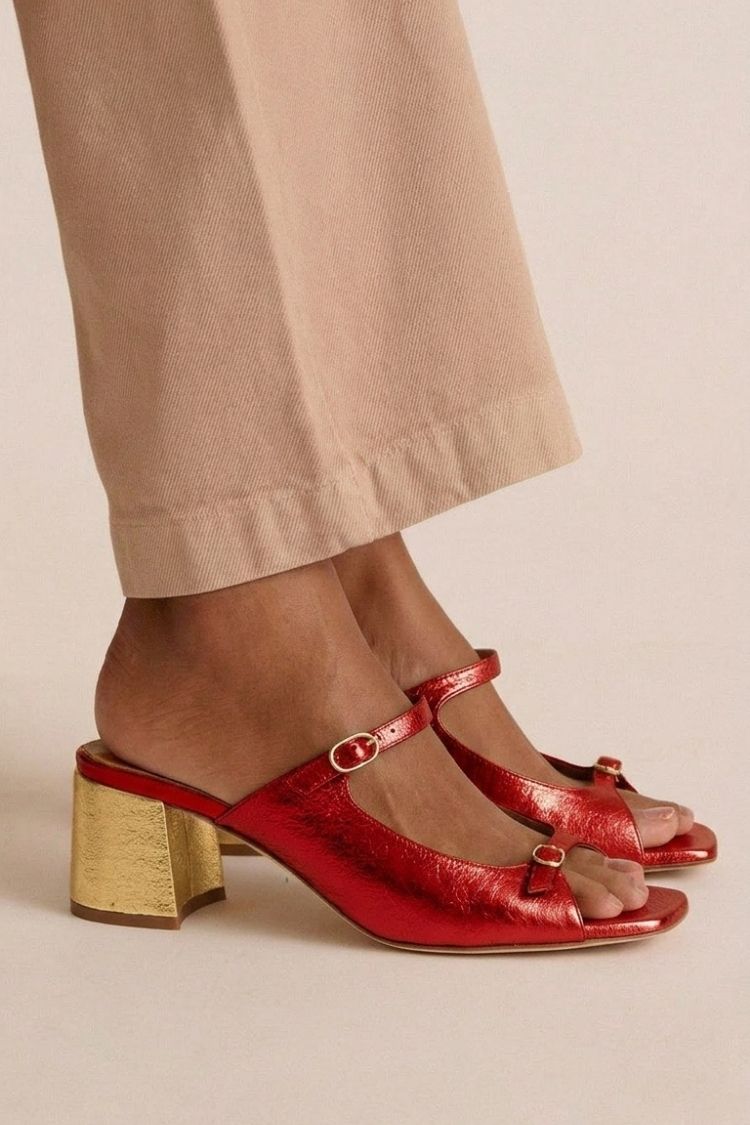 Sonsoles | Tacones Gruesos con Tira Trasera y Puntera en Bloques