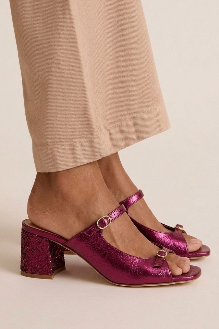 Sonsoles | Tacones Gruesos con Tira Trasera y Puntera en Bloques