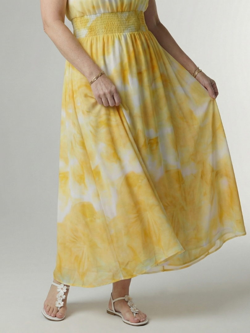 Silvana | Vestido Midi Halter con Cintura Fruncida