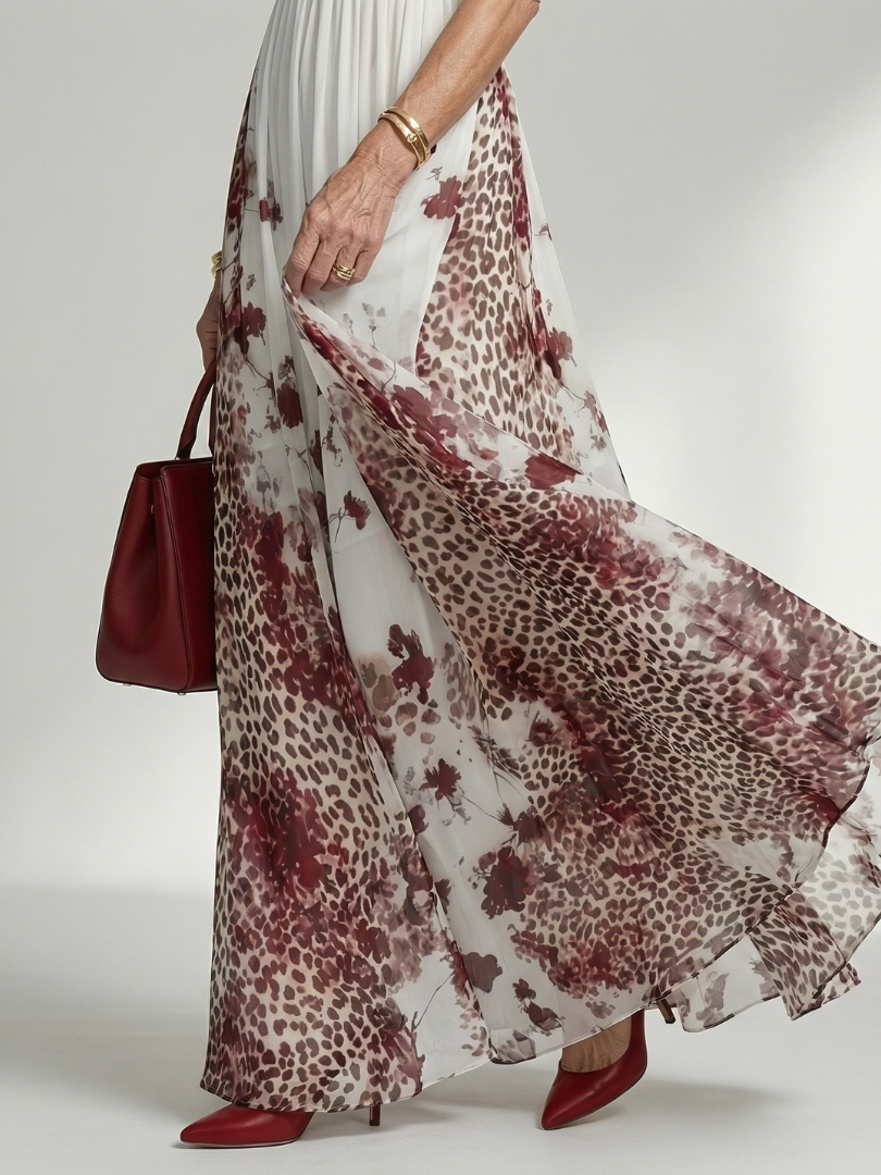 Orlena | Vestido Maxi Floral de Manga Larga con Falda Voluminosa