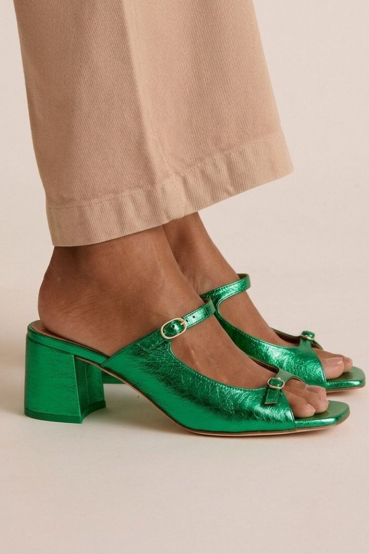 Sonsoles | Tacones Gruesos con Tira Trasera y Puntera en Bloques