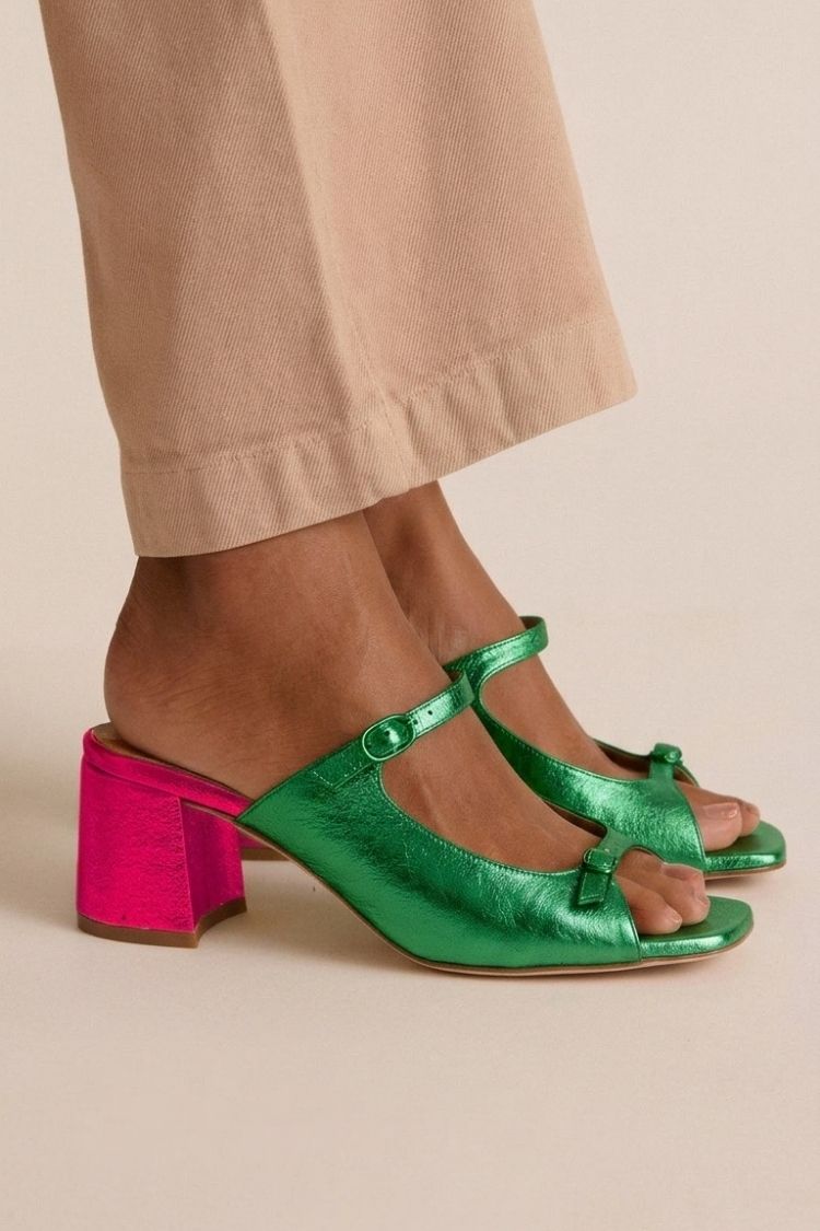 Sonsoles | Tacones Gruesos con Tira Trasera y Puntera en Bloques