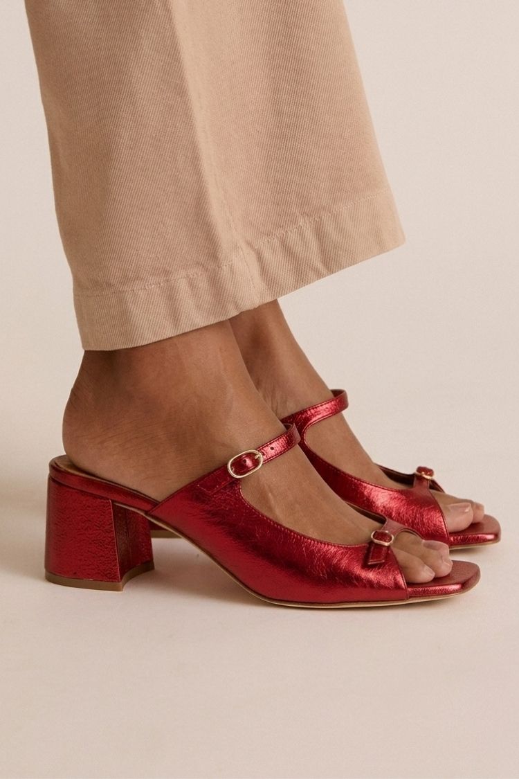 Sonsoles | Tacones Gruesos con Tira Trasera y Puntera en Bloques