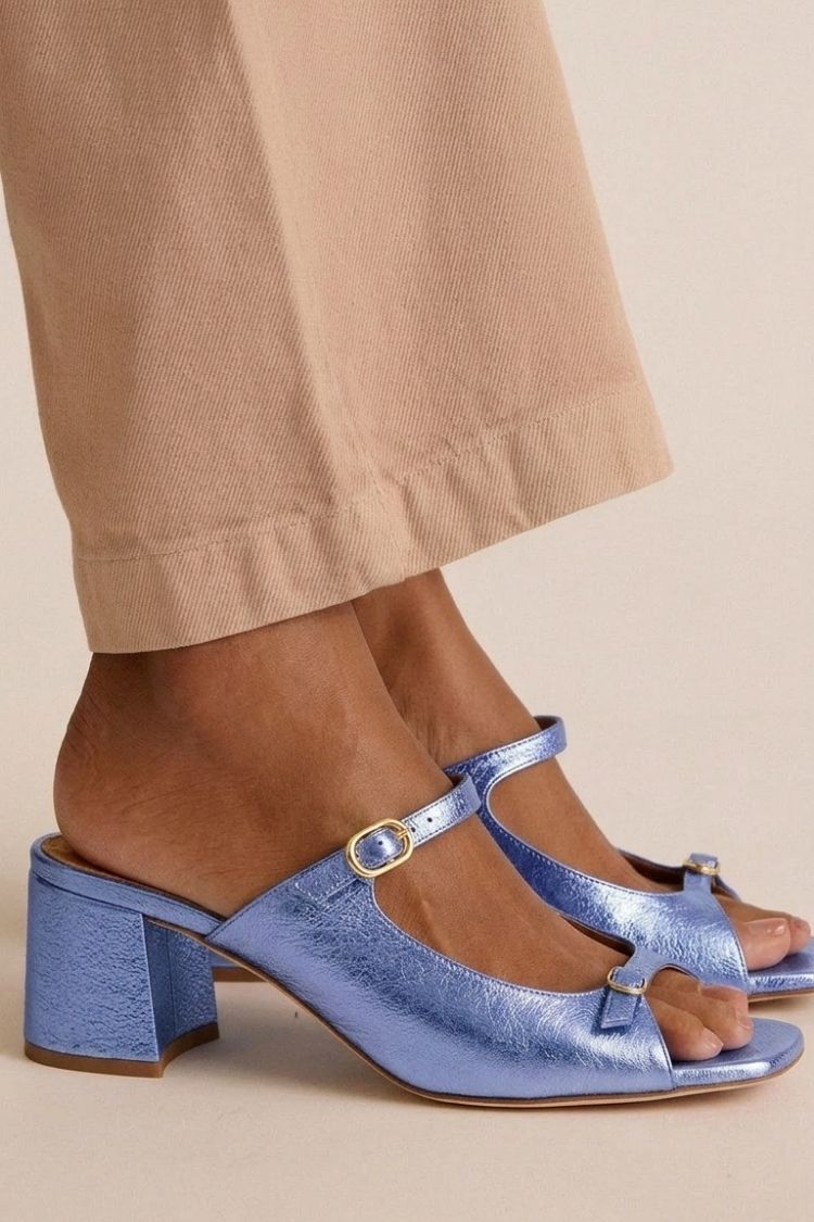 Sonsoles | Tacones Gruesos con Tira Trasera y Puntera en Bloques