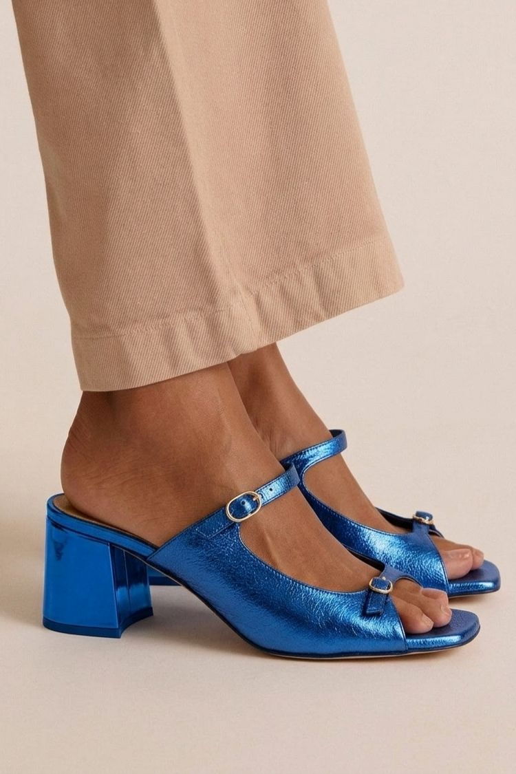 Sonsoles | Tacones Gruesos con Tira Trasera y Puntera en Bloques