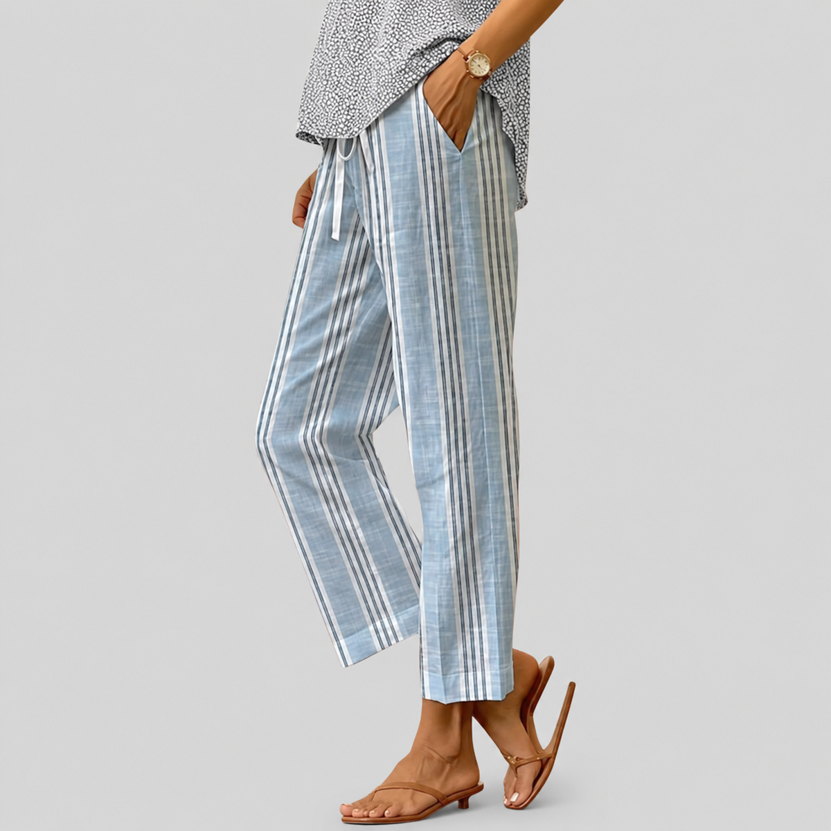 Marina | Pantalones Rectos con Cordón