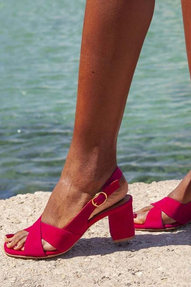 Anaís | Sandalias con Tacón de Bloque y Tira Cruzada