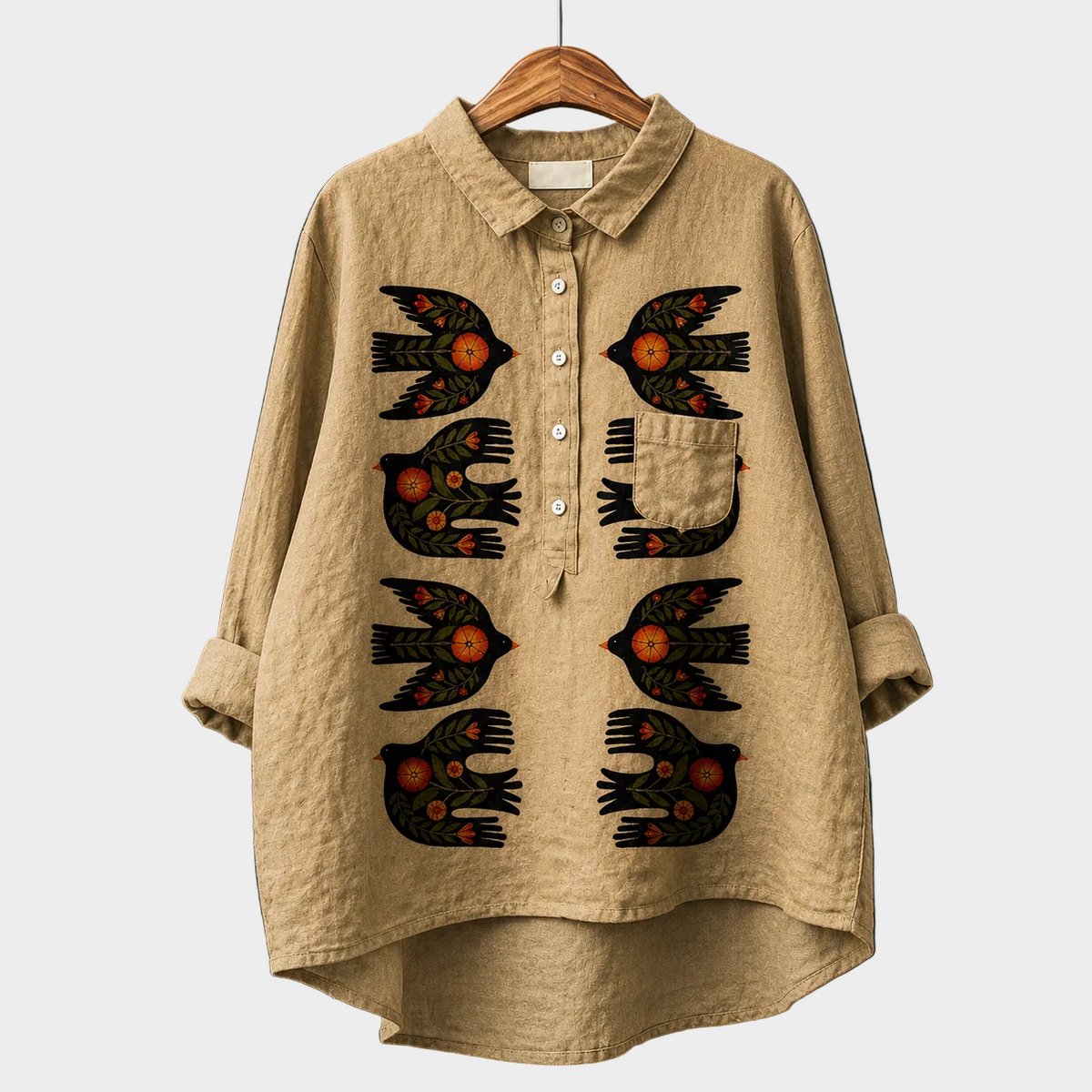 Aves Folk sobre Beige
