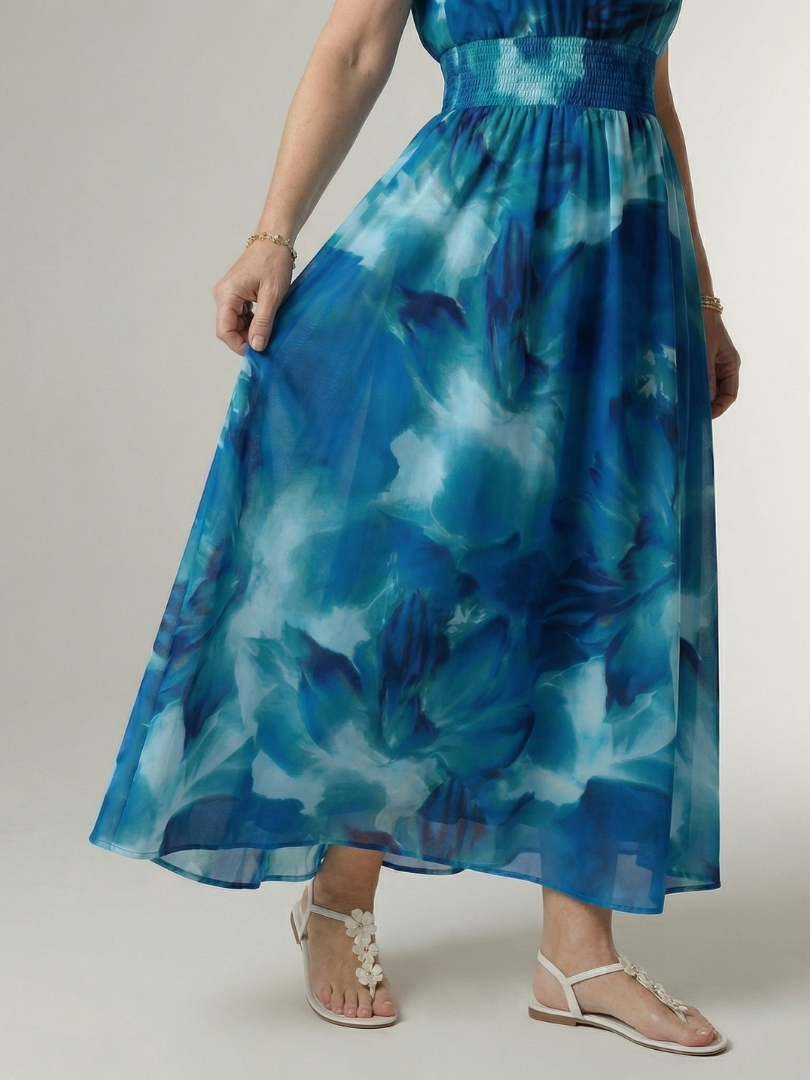 Silvana | Vestido Midi Halter con Cintura Fruncida