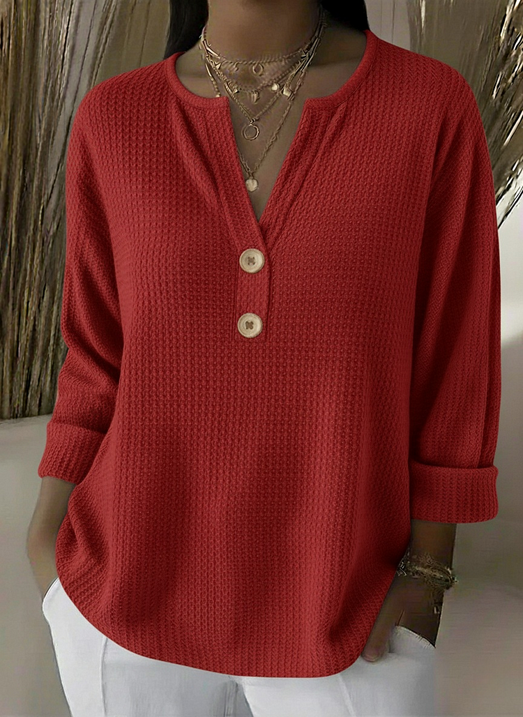 Elena | Camiseta Henley Gofrada con Botones