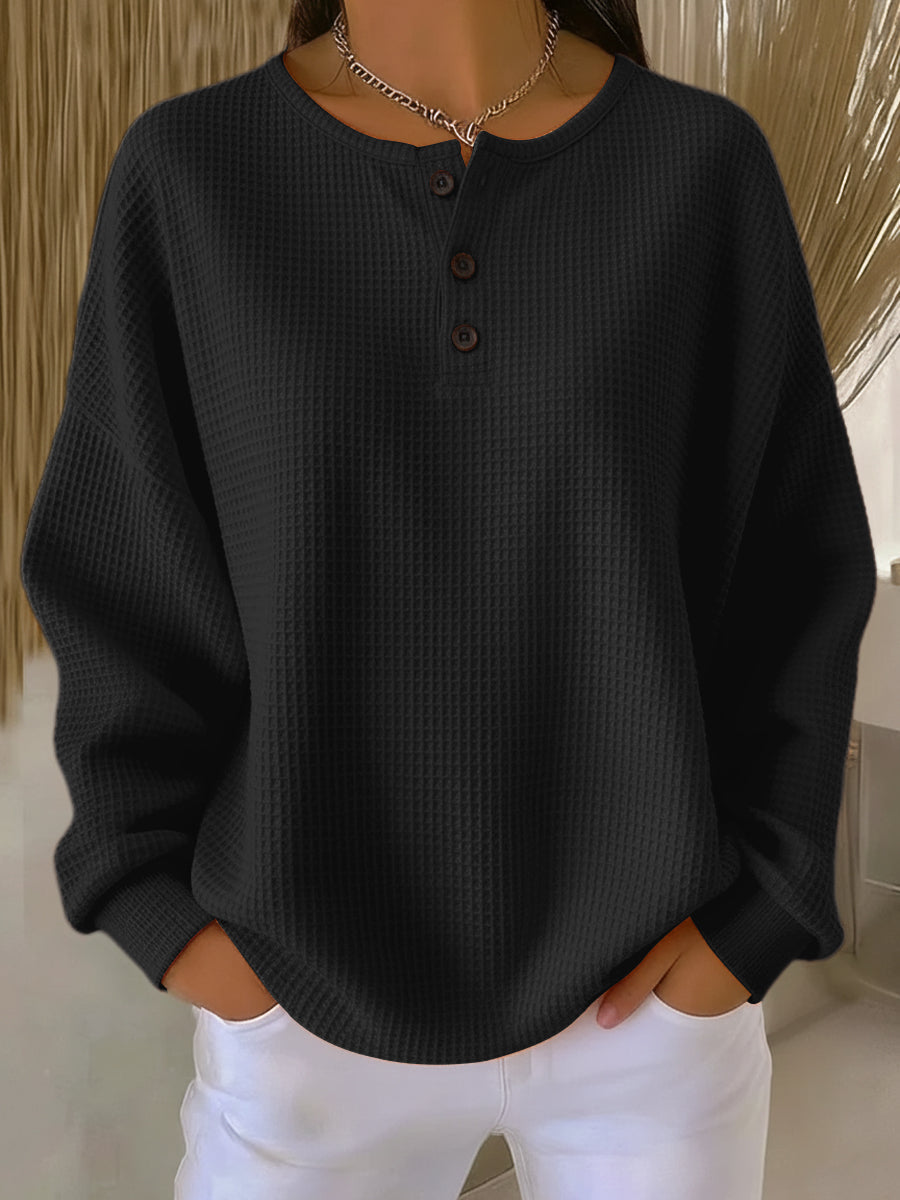 Amelia | Sudadera Henley Gofrada