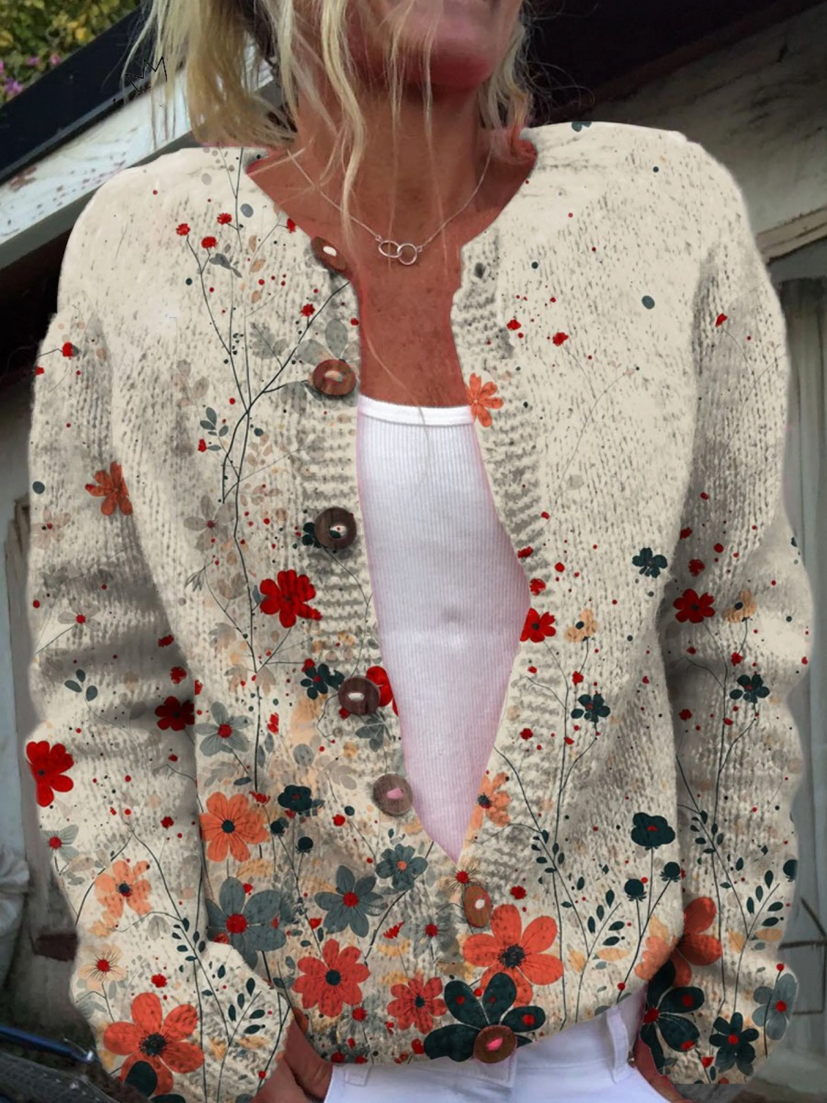 Salomé | Chaqueta de Punto Canalé Floral