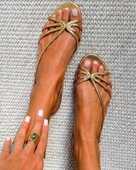 Delia | Sandalias de Tiras Metalizadas