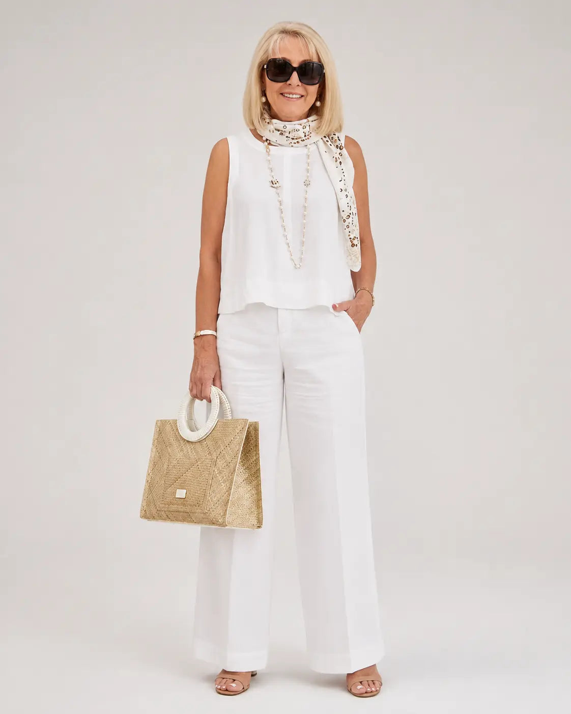 Trinidad | Conjunto Blanco Blusa y Pantalón Ancho