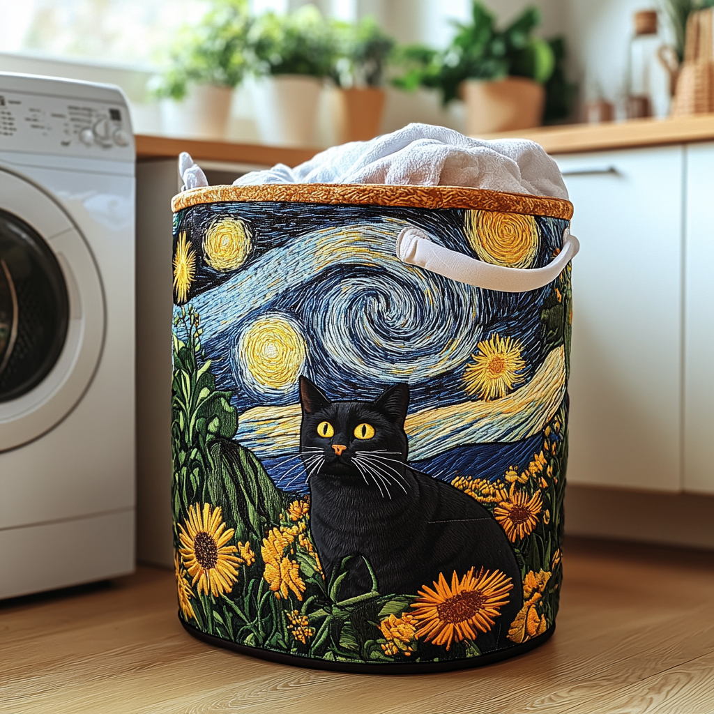 Carolina | Cesta Acolchada con Gato y Cielo Estrellado
