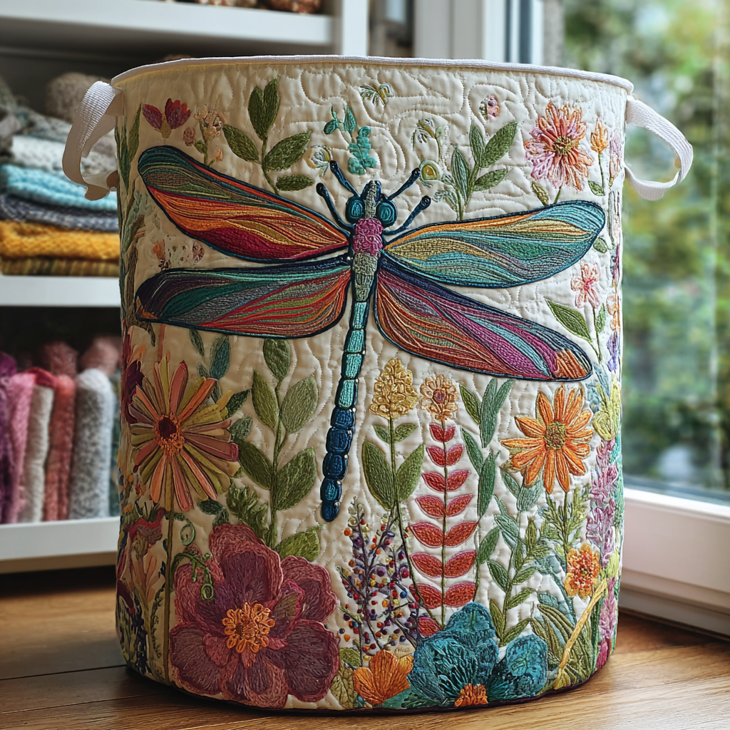 Maya | Cesta Acolchada con Libélula y Flores