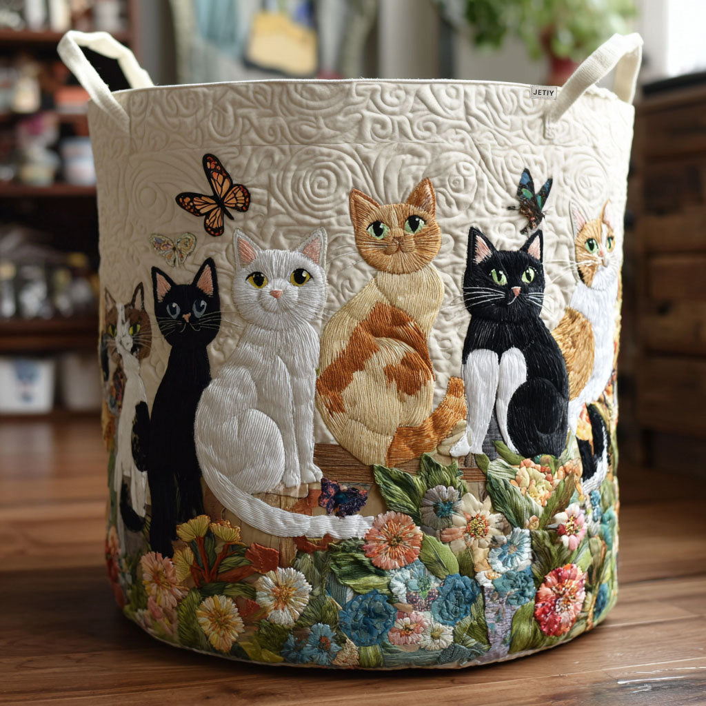 Diana | Cesta Acolchada con Gatos en el Jardín