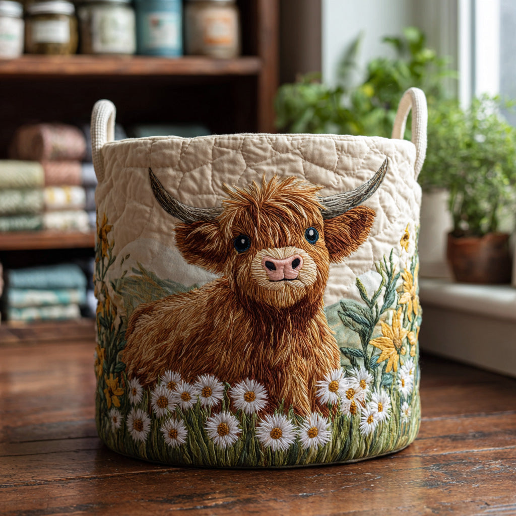 Candela | Cesta Acolchada con Vaca Highland