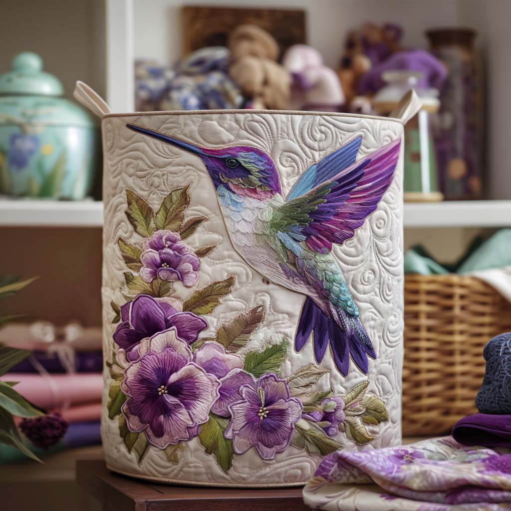 Fátima | Cesta Acolchada con Colibrí y Flores