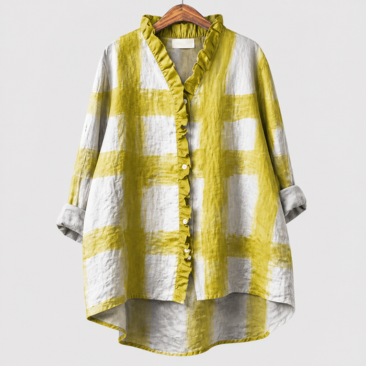 Melisa | Blusa de Lino de Cuadros