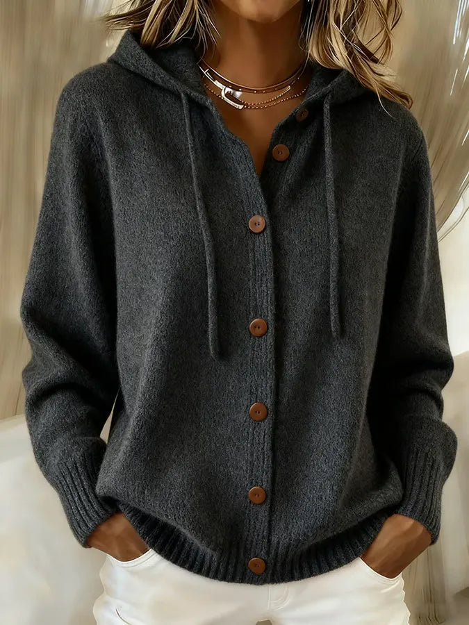Montserrat | Chaqueta de Punto con Capucha y Botones