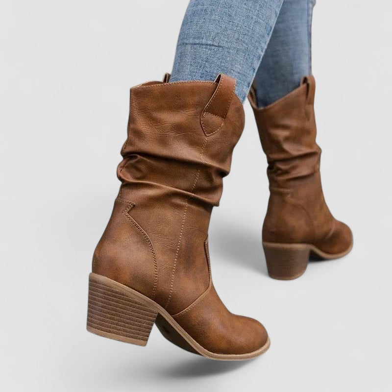 Alicia | Botas de Tacón de Caña Caída