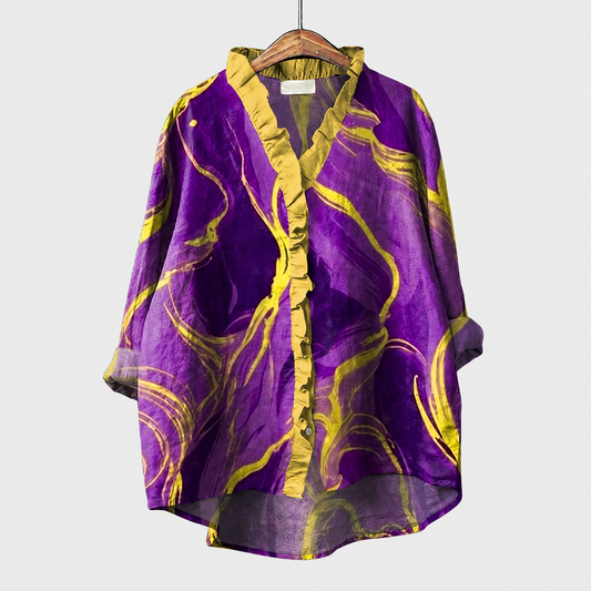 Berta | Blusa Morada con Trazos Dorados
