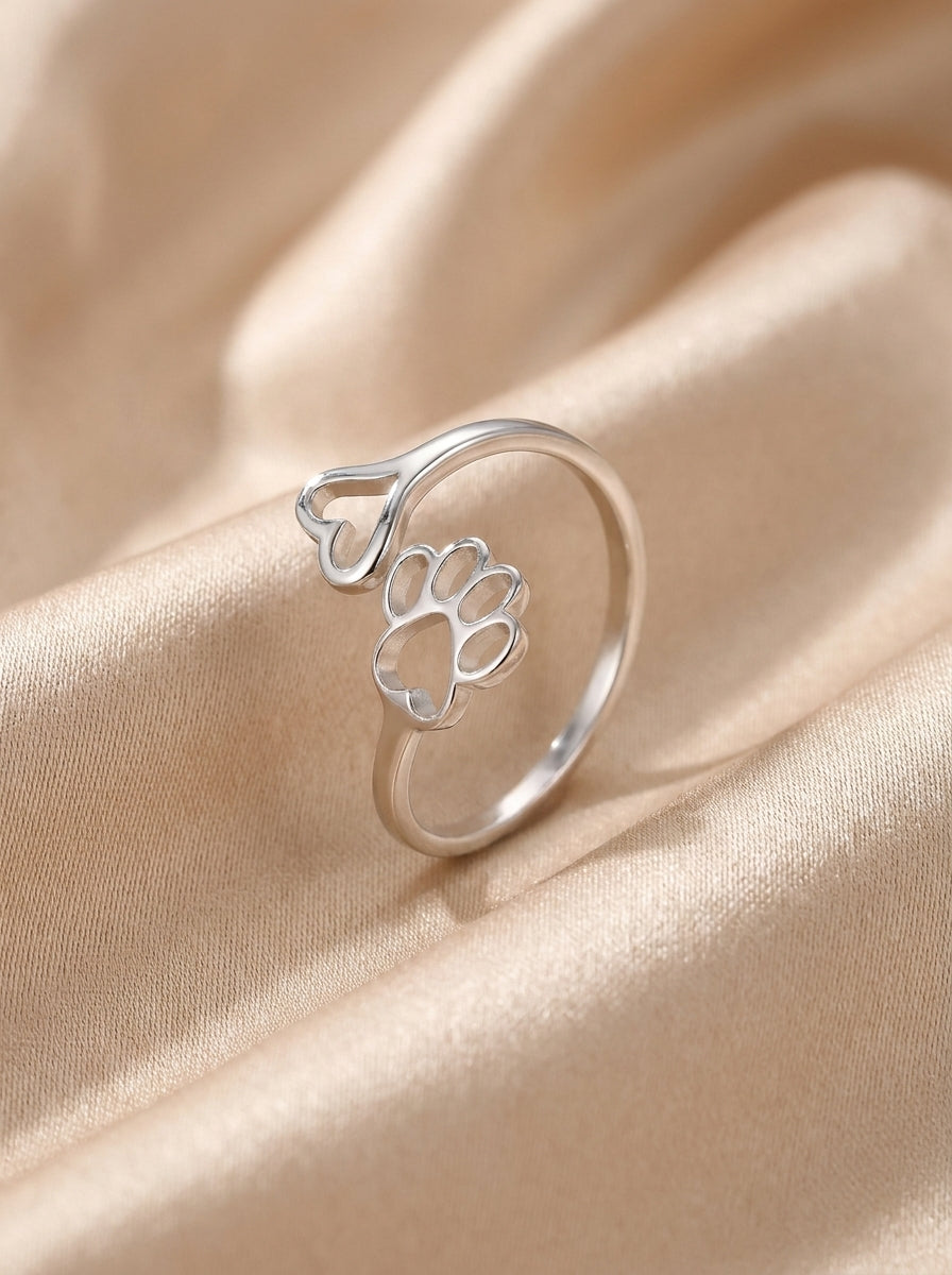 Anillo Huella y Corazón sobre seda