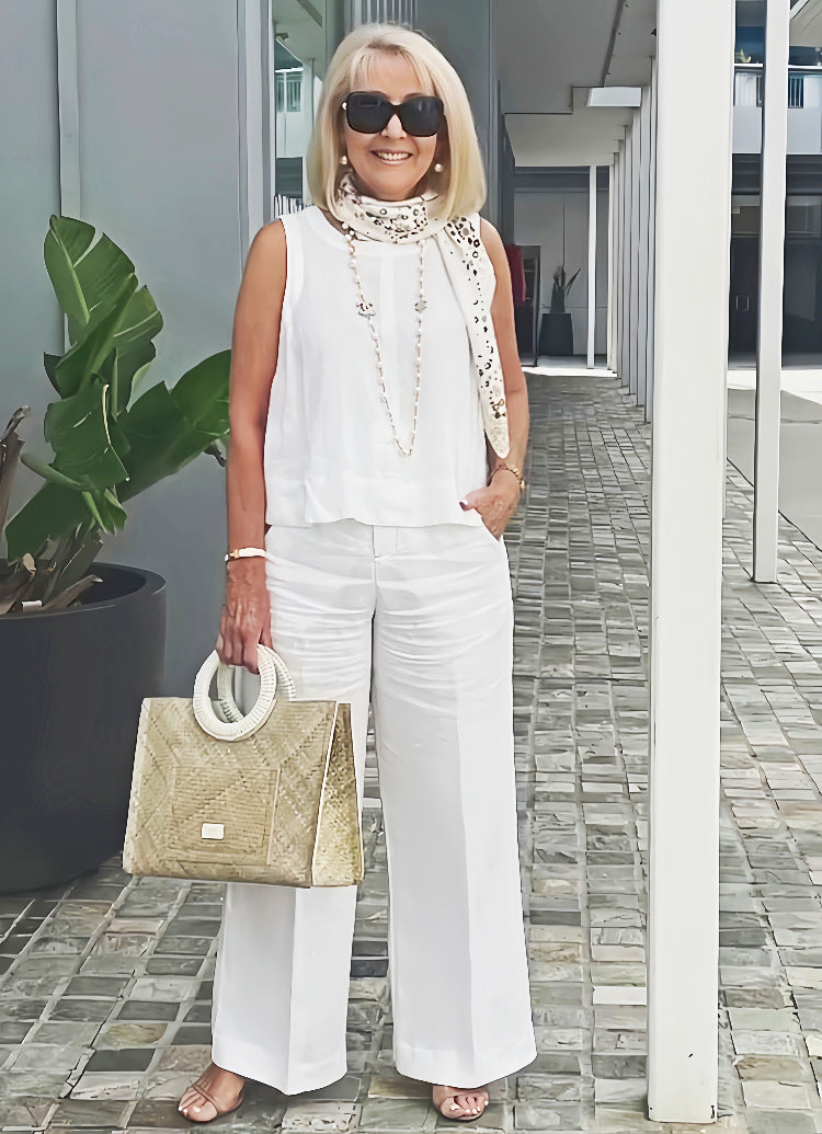 Trinidad | Conjunto Blanco Blusa y Pantalón Ancho