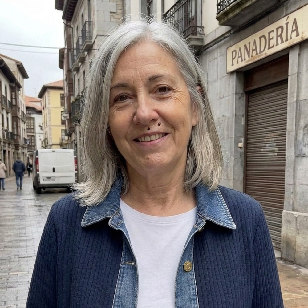 Carmen azul marino puesta