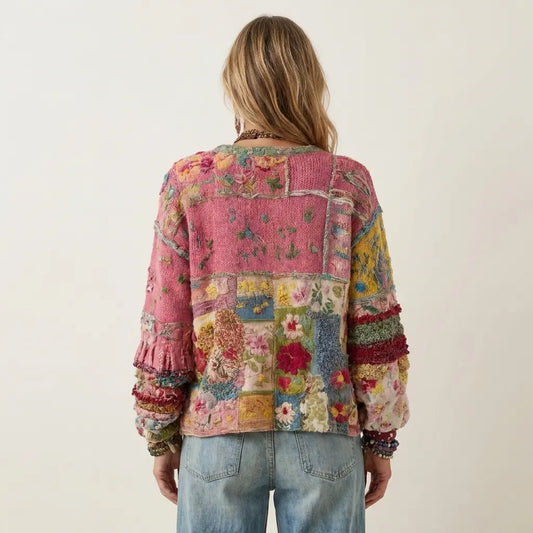 Marvelia | Chaqueta de Punto Patchwork Bordada