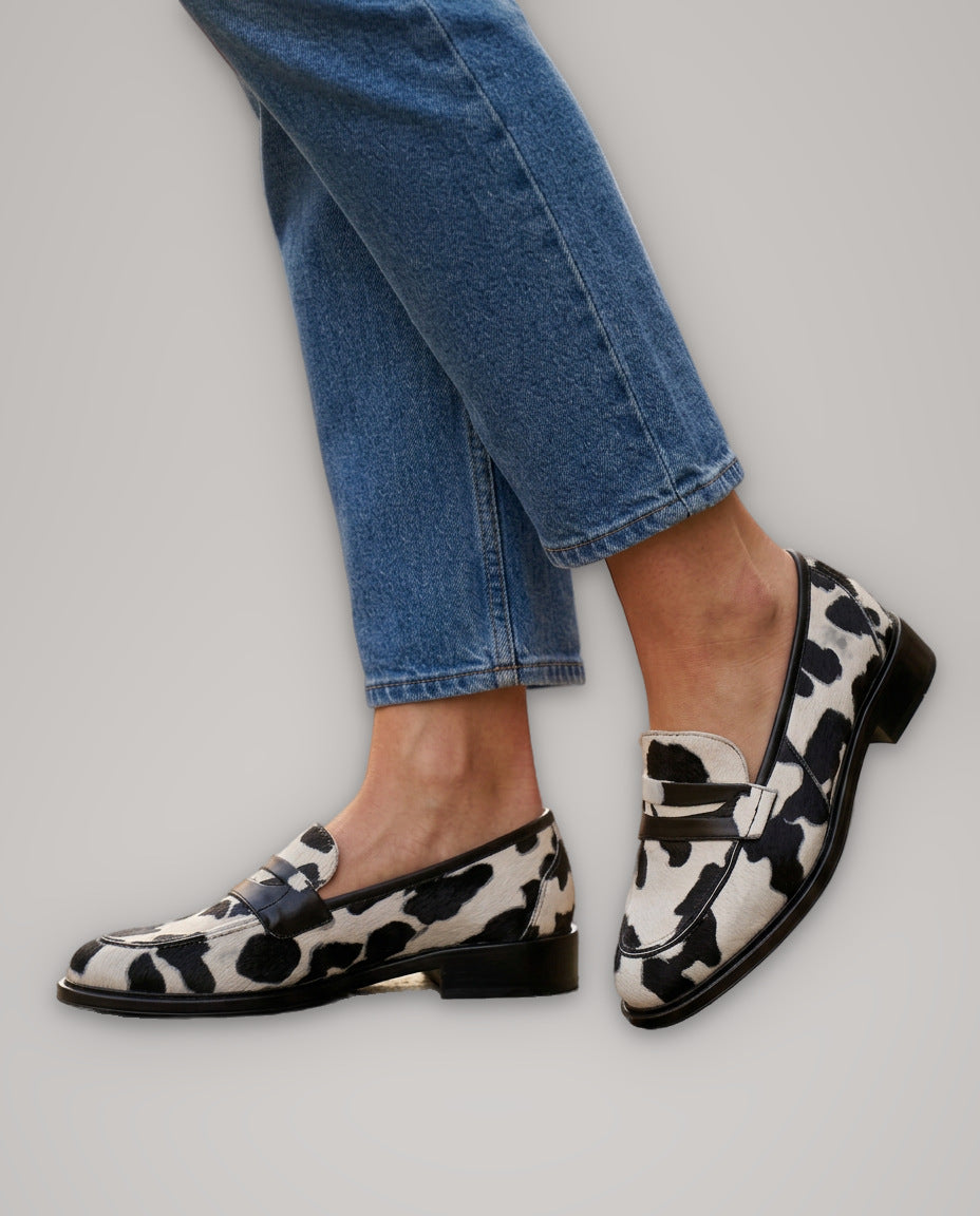 Mocasines Penny en Estampado de Vaca